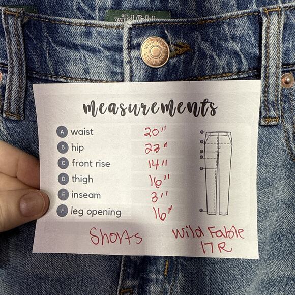 Wild Fable Shorts High-Rise Rolled Cuff Denim Size 17R Blue Jean Raw Hem - Picture 4 of 8